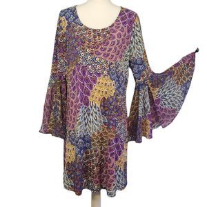Ivy Road Multicolor Flare Sleeve Dress XL